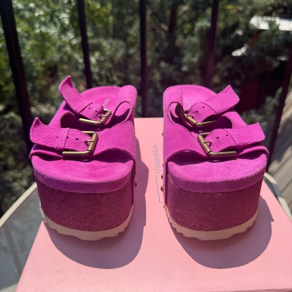 New Free People Rule Breaker Flatform Sandal Shoes Platform Suede Stud Fuchsia - Picture 8 of 17